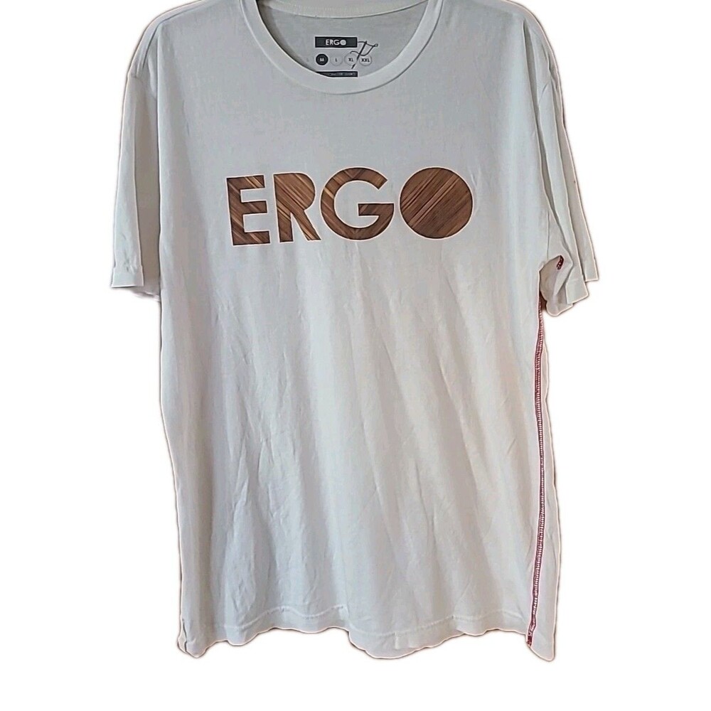 Rare*ERGO TSHIRT Wood Grain Logo Medium White
